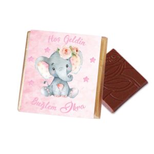 Kız Bebek Çikolatası ve Anne Kupası - Sevimli Fil - Görsel 3